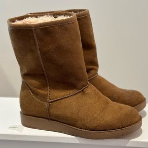 Rock & Candy faux fur and suede boots, size 6